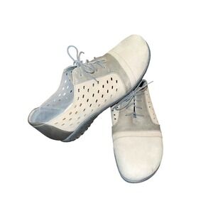 Naot Lalo Leather Oxford Women 41 US 10 Grey Laser Cut Lace‎ Up Perforated Shoes